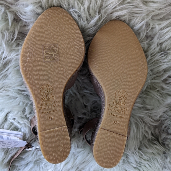 Brunello Cucinelli Leather Wedge Sandal. - Picture 12 of 15